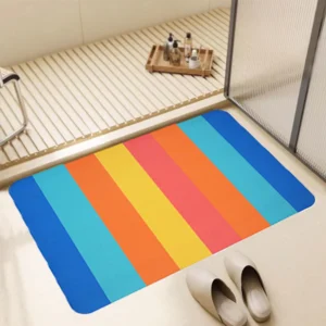 Floor Bath Mat Absorbent Non-Slip Rainbow Design